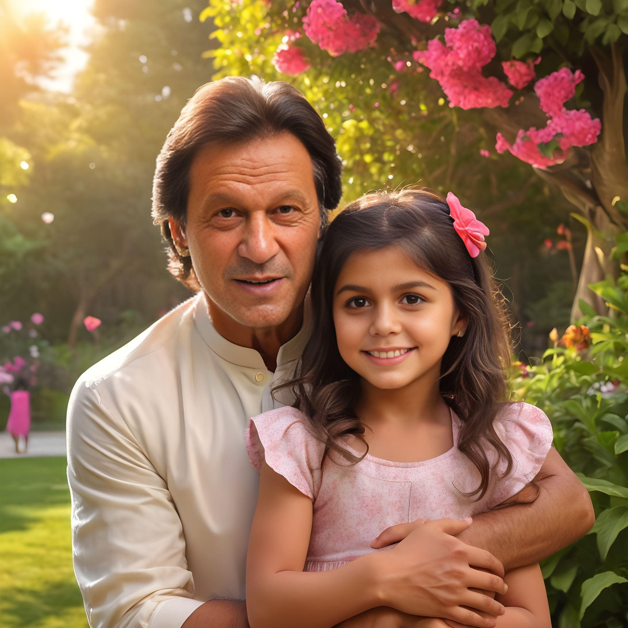 Prompt: Imran Khan with his Daughter Tyrian White Ai Generated 