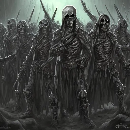 Prompt: Undead army art