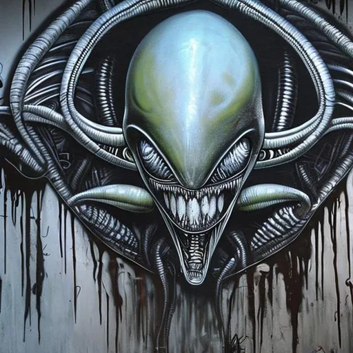 Prompt: alien graffiti art, full image