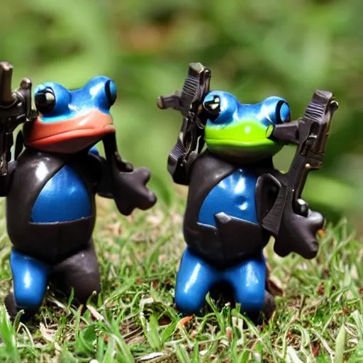 Prompt: FROGS WITH MACHIENE GUNS



