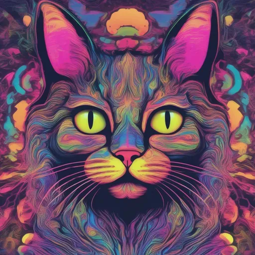 Prompt: a psychedelic cat