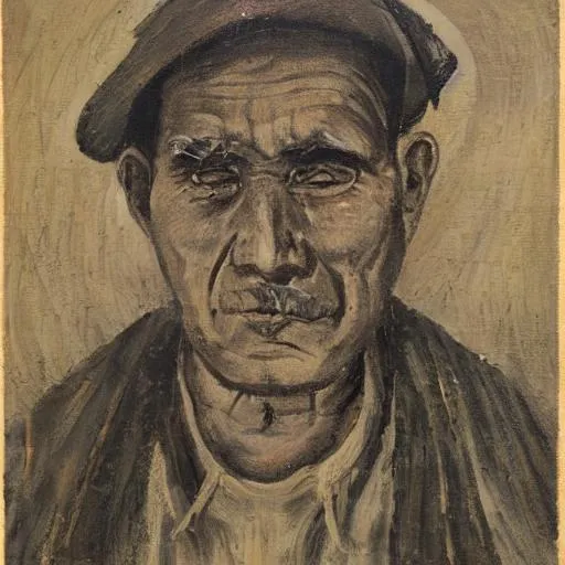 Prompt: fisherman, portrait, old, 1920