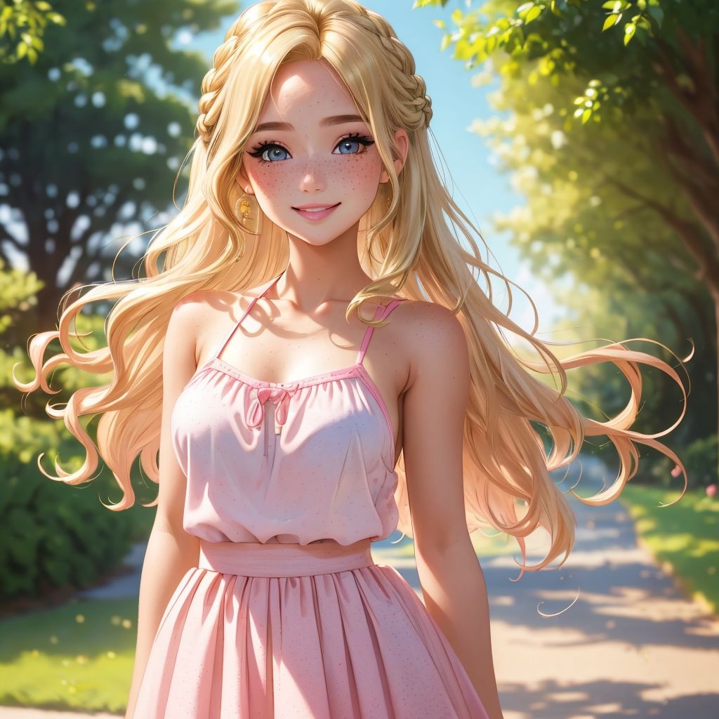 Prompt: (masterpiece, best quality), 1girl, (intrcate details), upper body, blonde hair, wavy hair, looking at viewer, strap slip, sideboob, skirt, dappled sunlight, bokeh, french braid, freckles, happy, pink clothing, barbie, broken, runny makeup, Negative prompt: bad anatomy ugly missing arms bad proportions tiling missing legs blurry poorly drawn feet morbid cloned face extra limbs mutated hands cropped disfigured mutation deformed deformed mutilated dehydrated body out of frame out of frame disfigured bad anatomy poorly drawn face duplicate cut off poorly drawn hands error low contrast signature extra arms underexposed text extra fingers overexposed too many fingers extra legs bad art ugly extra limbs beginner username fused fingers amateur watermark gross proportions distorted face worst quality jpeg artifacts low quality malformed limbs long neck lowres poorly Rendered face low resolution low saturation bad composition Images cut out at the top, left, right, bottom deformed body features poorly rendered hands ugly, disgusting, out of frame, out of shot, clipping, 3d, cartoon, 3dcg, doll, render, bad anatomy, bad hands, text, error, long neck Steps: 25, Sampler: DPM++ 2M Karras, CFG scale: 7, Seed: 3466155220, Size: 1024x1024, Model hash: 4393bb4b9b, Model: aniverse_V12, Version: v1.5.1