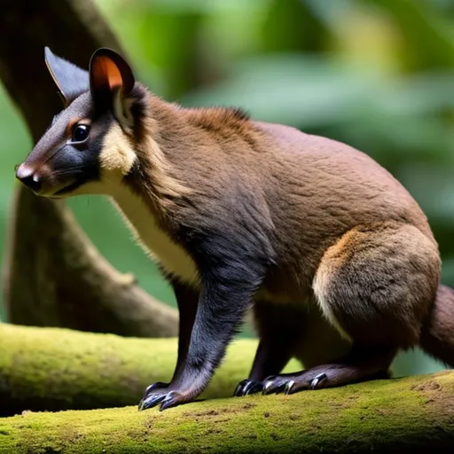 Prompt: Giant saber-toothed pademelon 