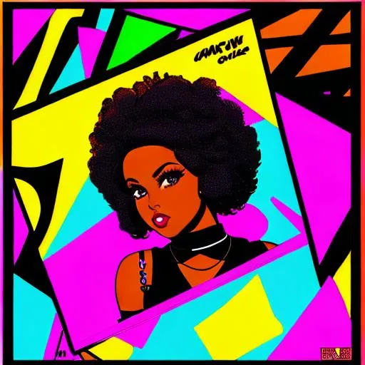 Retro punk rock black girl natural hair 70's vibe tr... | OpenArt