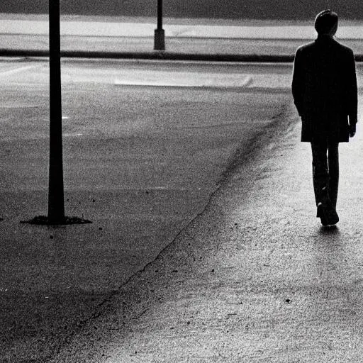 Prompt: Gloom, sadness, a man who is walking alone, an empty feeling. A single man
