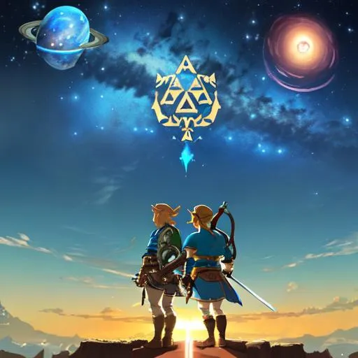 Zelda breath of the wild with link looking over Hyru... | OpenArt