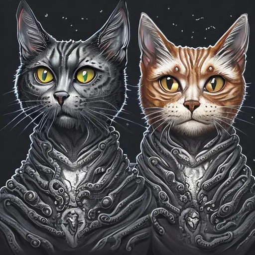 Prompt: Lovecraftian horror cats portrait