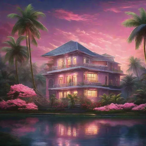 Key west scene in the 1930 at night, ocean front vie...