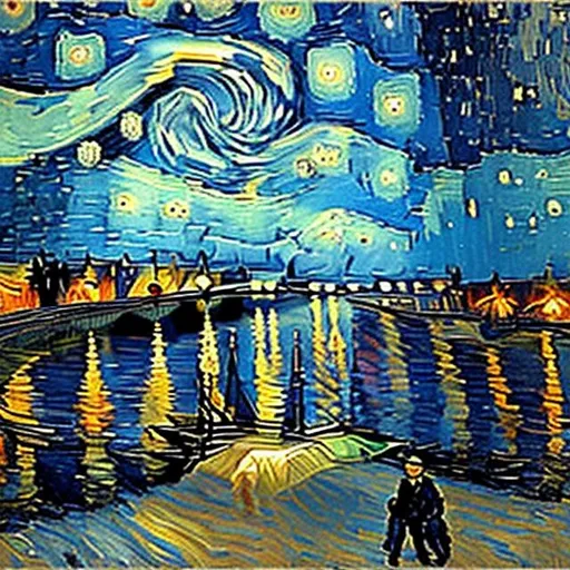 Prompt: de nachtwacht in van Gogh stijl
