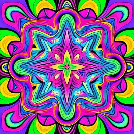 Prompt: Lisa Frank style illustration of psychedelic pattern background, outlined