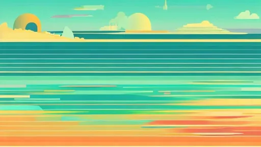 Prompt: liminal space, calm, summer colors, stylized vector art of a beach
