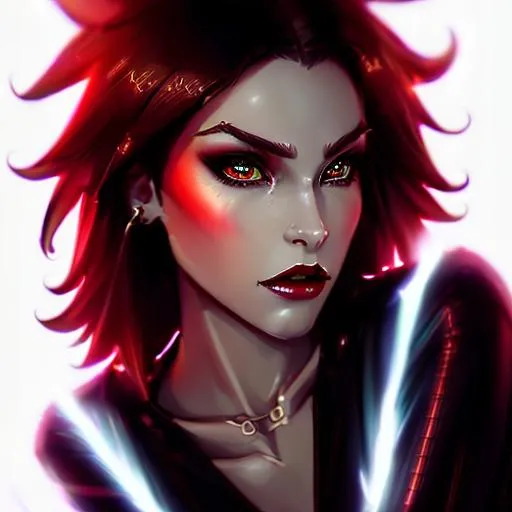 Full Body Pose Demonic Girl Black Sclera Red And Openart 8673