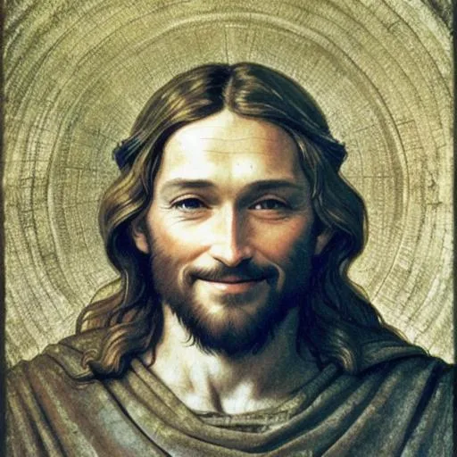 Prompt: UHD Jesus Christ smiling in the style of Andrew Wyeth