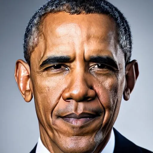Prompt: photo realistic portrait of Obama, centered in frame, facing camera, symmetrical face, ideal human, 85mm lens,f8, photography, ultra details, natural light, light background, photo, Studio lighting
