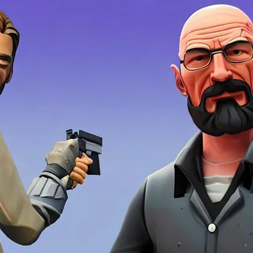 Prompt: Walter white and John Wick as a fortnite character