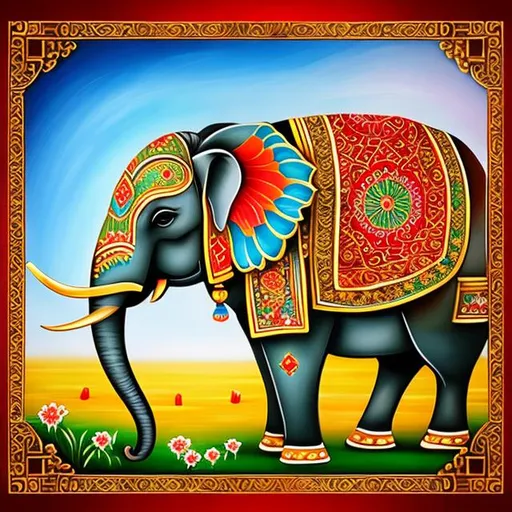 Prompt: Traditional handicrafts   Cup and plate , elephant painting on cup
