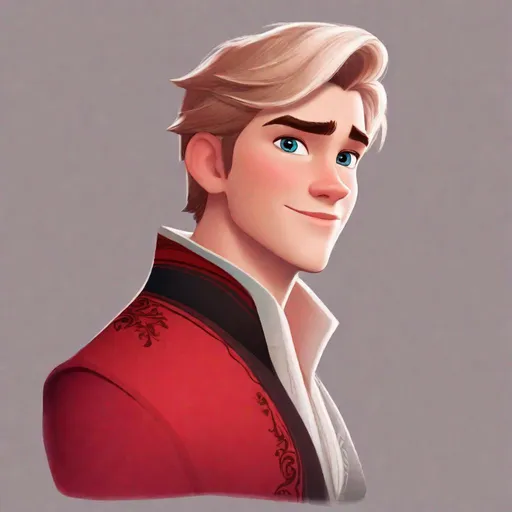 Prompt: elsa's older brother, short hair, red color scheme, disney character from frozen