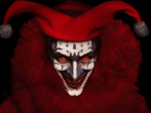 Prompt: Portrait of a male jester, with black background, red jester hat, perfect composition, hyperrealistic, super detailed, 8k, high quality, trending art, trending on artstation, sharp focus, studio photo, intricate details, highly detailed, by greg rutkowski