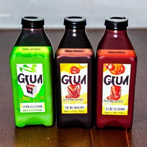 Prompt: The brothers Grum advertising their first bottles of ‘Grum Grum’ juice