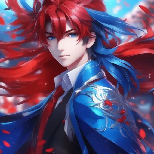 Prompt: 3d anime man red and blue and beautiful pretty art 4k full HD