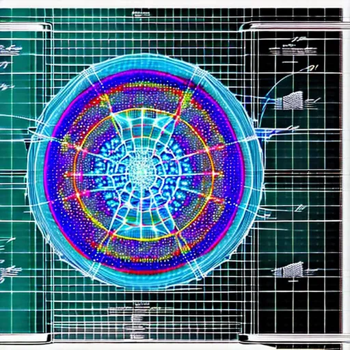 Prompt: Patent drawing of a multiverse-altering hologram device, cybernetic art style, hyper realistic, detailed, masterpiece, futuristic, vivid