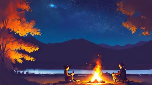 Prompt: illustration by Makoto Shinkai, Link resting at campfire by lake, Cat companion, night sky, atmospheric, hyper realistic, 8k, epic composition, cinematic, octane render, 16K resolution, 4k detailed post processing, artstation, focus, no blur