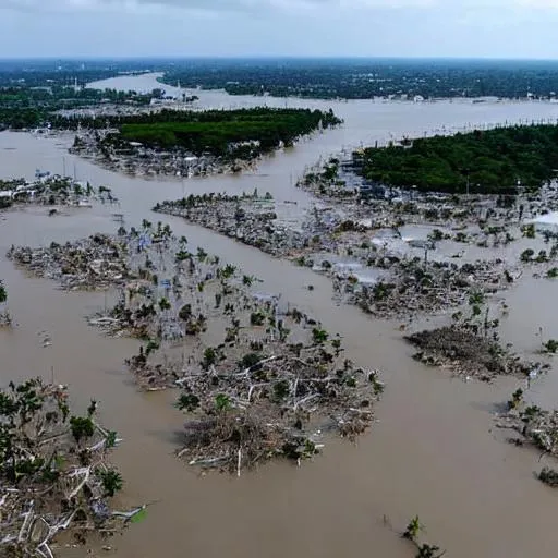 Prompt: Ocean Flooding Capital City, Destruction, Death, and All Around Bad Time, Plant Death