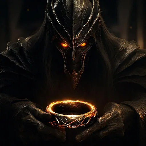 Prompt: sauron making the one ring