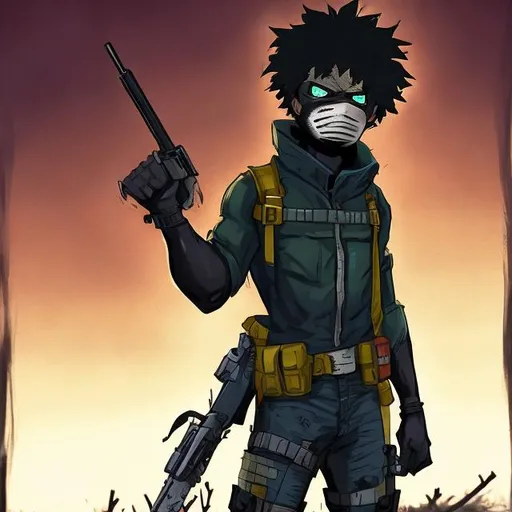 Prompt: Vigilante deku. Post apocalyptic 