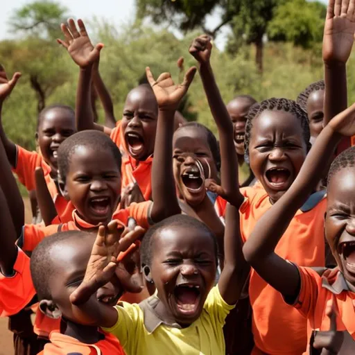 Prompt: African children cheering