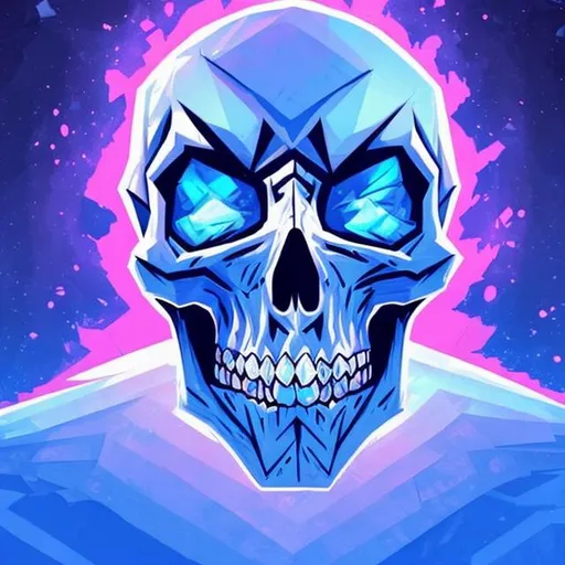 Prompt: Snowy ice skull with a blizzard behind the skull. Art style grim rough art style 