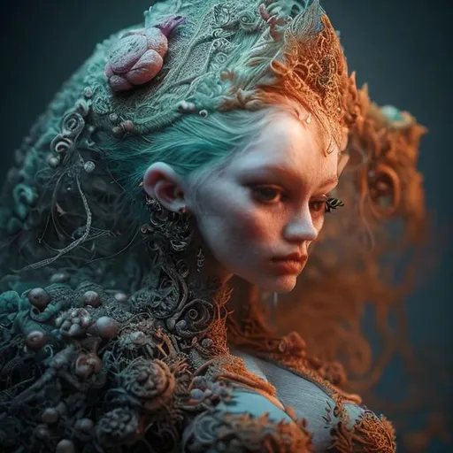 Prompt: needle-felted fantasy figures, woman, intricate details, insane details, volumetric lighting