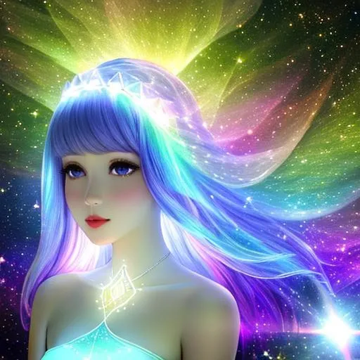 Prompt: White prism, cosmic,etherial, fairy, goddess of light ,closeup