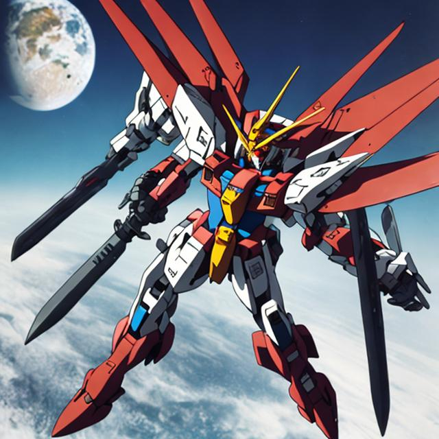 a Gundam LFIRTH in Witch from mercury flying to earth