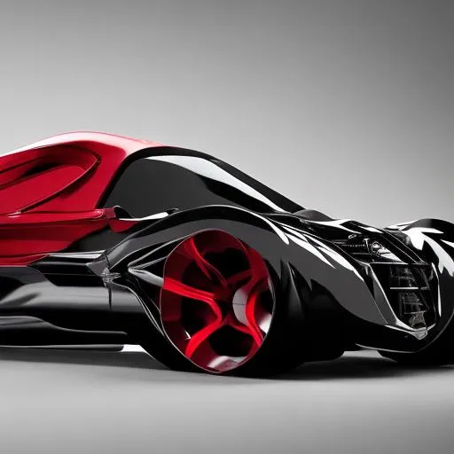 Prompt: Future Dark and Red Batman Car