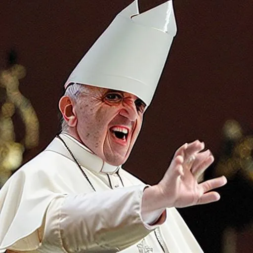 Prompt: The pope imitates a dragon ball character.