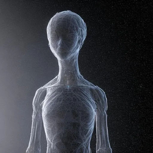 Humanoid form composed of nothing but millions of du...