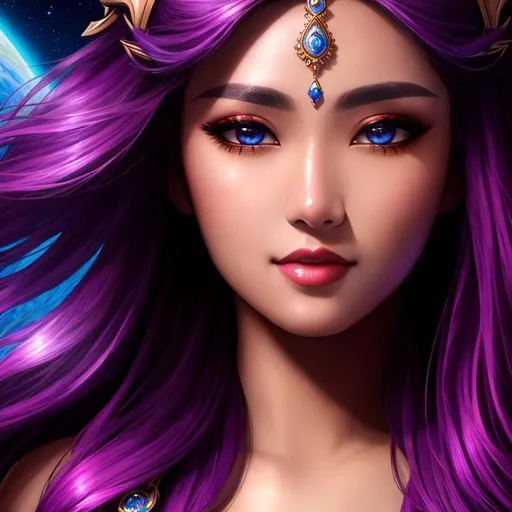 Prompt: Cosmic Epic Beautiful goddess, facial closeup