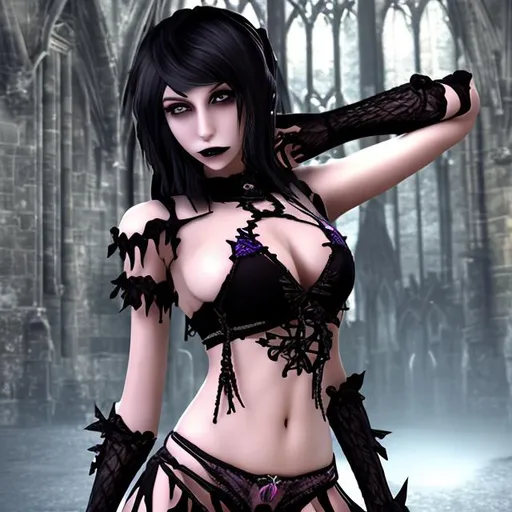 Prompt: gothic
 beautiful bikini girl