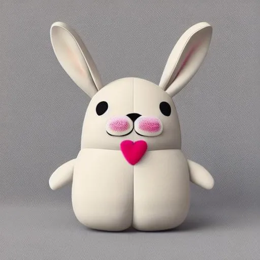 Prompt: Cute kawaii Squishy {object} stuffed toy, bunny, {texture} texture, visible seams, soft smooth lighting, vibrant studio lighting, modular constructivism, physically based rendering, square image