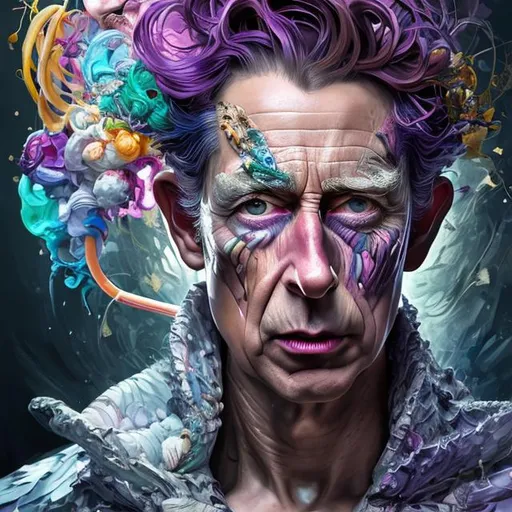 Prompt: "hyperdetailed portrait of 
Prince Charles as delirium of the endless, colourful make up, the sandman, made by caravaggio stanley artgerm lau wlop rossdraws artstation cgsociety concept art cgsociety octane render"