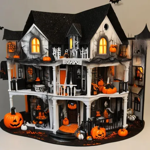 Prompt: Halloween style dollhouse diorama