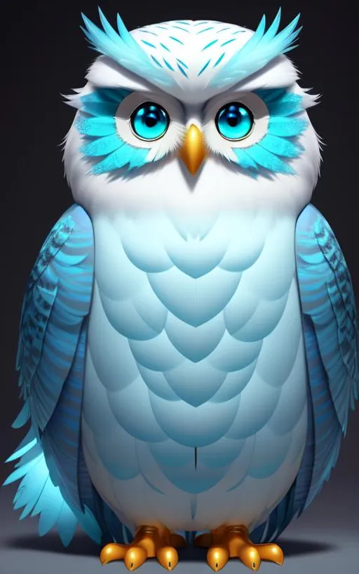 Prompt: a Pixar character of cute fluffy radical radiant kawii mini white snow owl, big beautiful majestic very very large brilliant big deep aqua blue eyes, extremely insanely detailed feathers fur, vivid textural colors, perfect colors, lots of intense shaders & shading, perfect shadows, owl dressed in exquisite exceptional prestigious fancy immaculate glistening Royal accessories golden souvenirs, octane render, highest quality, extremely detailed, sitting the shoulders of a wise friendly good old Royal king, with long white beard