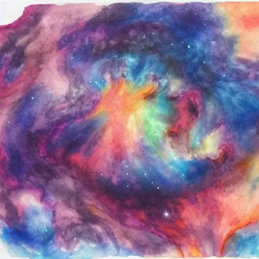 Prompt: number two as infinite in deep space, watercolor