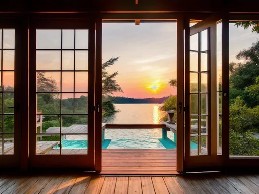 Prompt: Lake sunset seen through a porch of a small villa surrounded by trees with an asian young male as seen through Artificial Intelligence, super detailed, 8k, high quality, cinematic, trending art, trending on artstation, sharp focus, studio photo, intricate details, highly detailed, by {Artificial Intelligence}