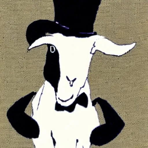 Prompt: Goat in a Top hat