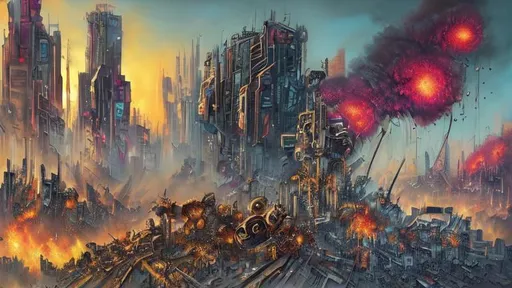 Prompt: Cyberpunk mechs, Riots in the streets, corporate corruption, cities burning, and a single flower in the chaos, tear gas, gas masks, pills, cash money