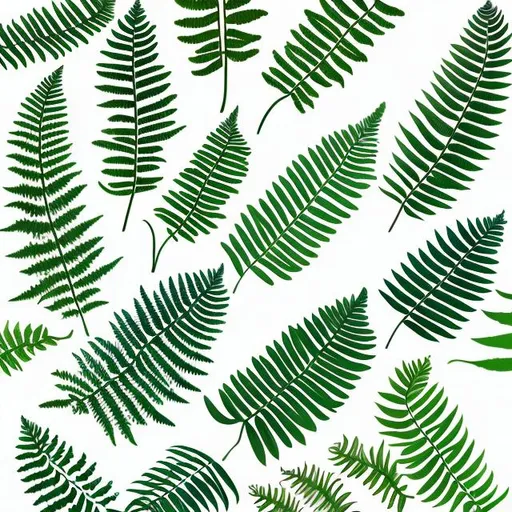 Prompt: colored line artwork of ferns on a white background