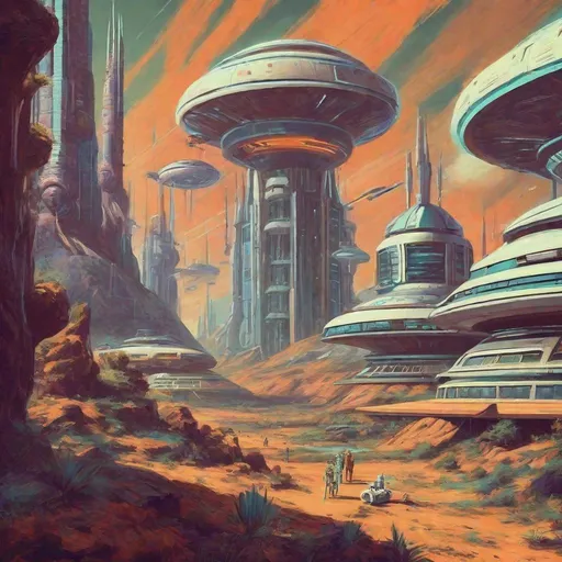 Prompt: retro sci-fi outer-space utopia